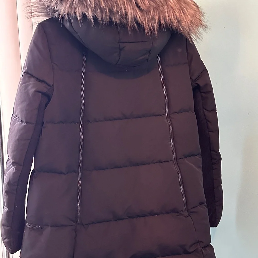 Derek Lam 10 Crosby Women's Black Puffer down Coat with Faux Fur Trim - Picture 5 of 11